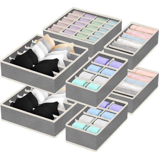 Lade-organisatiesysteem, opbergdozen voor ondergoed, set van 8, opvouwbare lade-organizer-lade, voor het opbergen van sokken, stropdassen, pyjamabroeken en andere accessoires