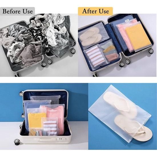 25 stuks reistassen met ritssluiting, kledingtas, mat, waterdicht, geurdicht, opbergzakken voor kleding, ondergoed, handdoek, schoenen, cosmetica en andere accessoires (5 maten)