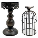 Decoratieve vogelkooi kandelaar, vintage kandelaar, bruiloft midden kaarsstukken voor tafels, metalen kandelaar home decor (zwart-medium)