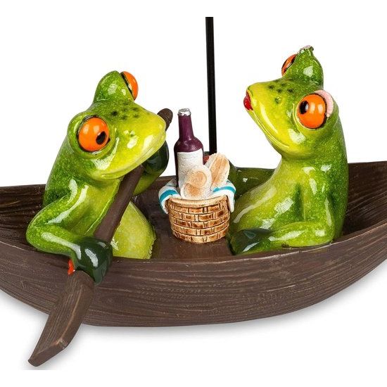 kikkerpaar in de boot 19 cm kleurrijk