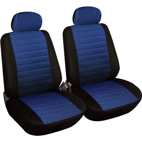 Stoelhoezen, voor autostoelen vooraan, 2 stuks, voor personenauto's, bestelwagens en busjes zonder zij-airbag, universeel, blauw
