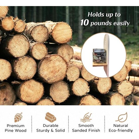 Wandrek wit boho wanddecoratie: houten muur decoratie kinderkamer wit wandplanken klein plantenrek voor woonkamer slaapkamer