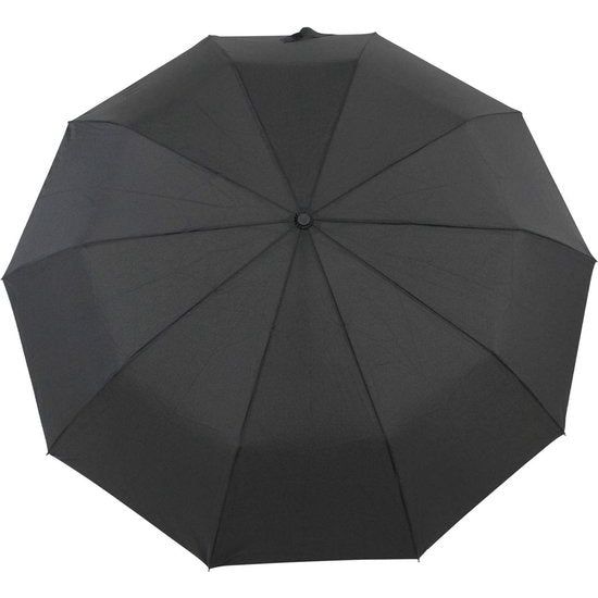 Men's Pocket Umbrella Open-Close Automatic Round Hook Handle, Wood effect black, Pocket umbrella XXL