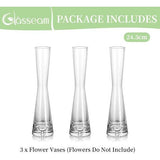 Bloemenvaas, modern, glazen vazen, smal: 3-delig, 24,5 cm hoog, blomus vaas, glas, set, handgemaakte smalle vazen, tafeldecoratie, woonkamer, eettafel, tulpenvaas, decoratieve vaas voor