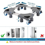 Onderstel voor wasmachine, dubbele buizen, 8 poten en 4 wielen voor wasmachine, koelkast en droger, verstelbare wasmachinesokkel met antislip schokdempingsfunctie