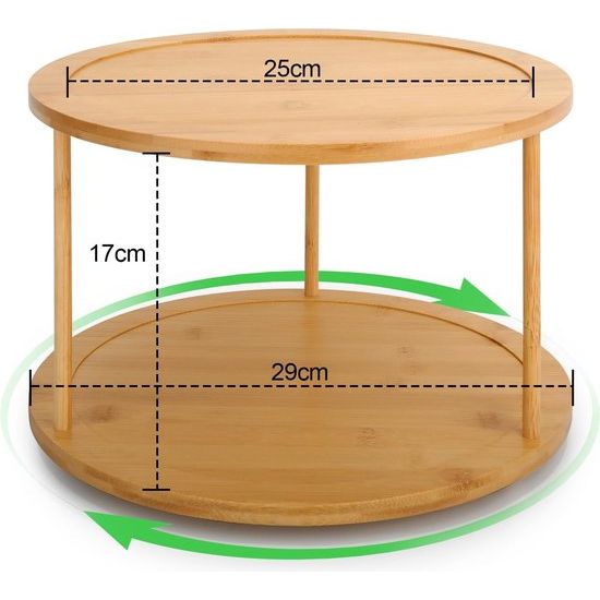 Kruidenrek Roterende houten draaitafel Kruidenorganizer Kast Keuken Koelkast Roterende plaat Lazy Susan 2 lagen