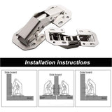 Pack of 4 Cabinet Hinges Metal Screw-On Hinges Opening Angle 90° Furniture Hinges Door Corner Stop with Screws for Furniture Cabinet Door Kitchen Cabinet