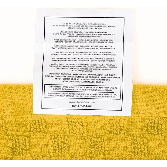 Set van 12 theedoeken, 38 x 64 cm, katoenen theedoeken, machinewasbaar (geel en wit)