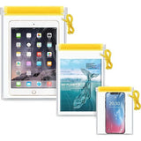 Waterdichte tas, waterdichte tas, documententas, waterdichte tas, droge tas voor camera's en mobiele telefoons, waterdichte tassen voor reizen, thuis en buiten, 3 stuks, geel, Transparante