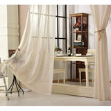 Set van 2 gordijnen, transparant met lussen, linnenlook, dubbelpak, lichtdoorlatend, linnen gordijnen, landhuisstijl, voor woonkamer, kinderkamer, slaapkamer, 140 x 245 cm, zand