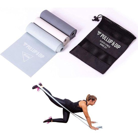 Fitnessbanden set van 3 + draagas, lange gymnastiekbanden, weerstandsbanden van natuurlatex, stretchband, trainingsbanden voor yoga, gymnastiek, fysiotherapie, pilates