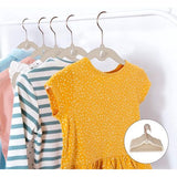Kleerhangers voor kinderen, van fluweel, 30 stuks babyhangers met haken in roségoud met 20 clips, ultradun, ruimtebesparend, antislip, kinderkleerhangers voor baby's, peuters en kinderkleding