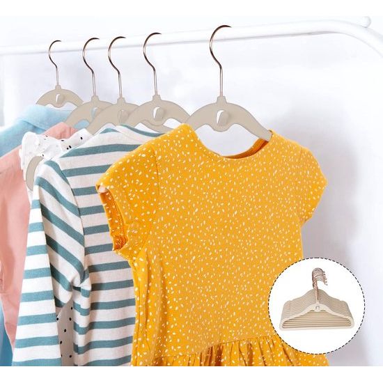 Kleerhangers voor kinderen, van fluweel, 30 stuks babyhangers met haken in roségoud met 20 clips, ultradun, ruimtebesparend, antislip, kinderkleerhangers voor baby's, peuters en kinderkleding