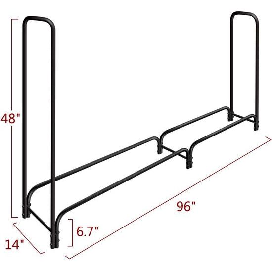 244 cm x 122 cm x 35,56 cm Brandhoutrek Buiten Lange brandhoutstandaard Brandhoutstandaard Houten houder Brandhout Zwaar opbergrek Brandhouthouder Metalen brandhoutplank Houtopslag