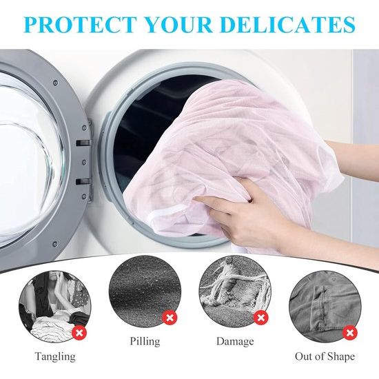 Waszakken groot met handgrepen, 50 x 60 cm, set van 2 met YKK-ritssluiting, fijnmazig voor wasmachine, herbruikbare waszak voor college, slaapzaal en woning
