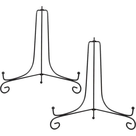 Pakket van 2 zwarte metalen plaatstandaards, ijzeren ezels displaystandaard voor kom, plaat, kunstfoto, fotolijst van 10 inch.