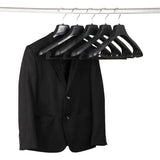 Brede zwarte plastic kleerhangers voor colberts en broeken - Set van 5