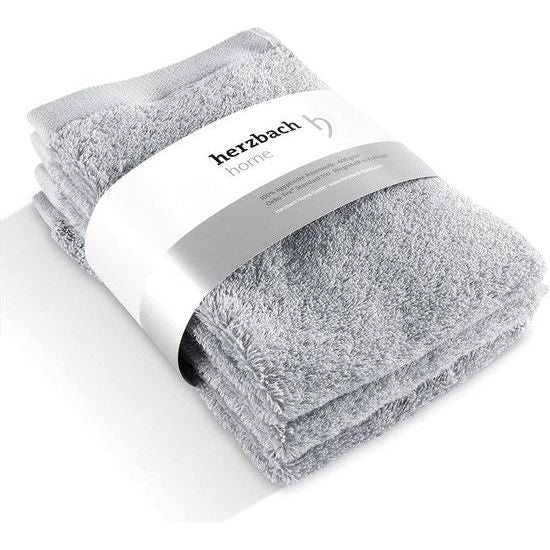 HERZBACH HOME-gasthanddoekenset van 3, 30 x 50 cm (zilvergrijs) – Hoogwaardige, zachte en absorberende gasthanddoeken van premium kwaliteit – 100% natuurlijk Egyptisch katoen (600 g / m²)
