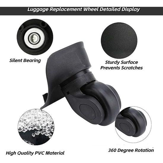 Kofferwielen, reserveset links en rechts voor trolley, koffer, bagage