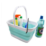Foldable rectangular, convenient bucket, 12 liters, 1, white/multi-green.