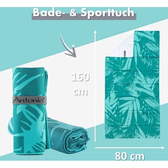 Microvezel strandhanddok & badkamer handdok XXL 160 x 80 cm turquoise - dames en heren beach handdok sneldrogend light groot - microvezel handdok handdokk for yoga, sport, onderweg