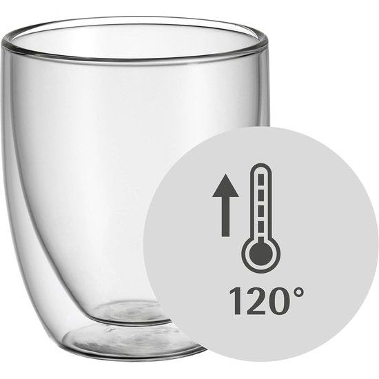 WMF - Luxe dubbelwandige cappuccino glazen - 6-delige set, dubbelwandige glazen 250 ml - zweefeffect, thermoglazen, hittebestendig theeglas, koffieglas