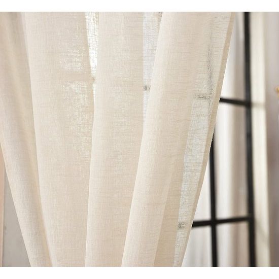 Rootz Transparante Gordijnen - Gordijnen - Raambekleding - Raambekleding - Vitrages - Linnenlook Panelen - Kameraccenten - Crème - 140x225cm