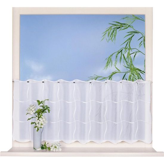 Vitrage Lentini, wit, b/h: 150 x 50 cm, modern, transparant, corte vitrage.
