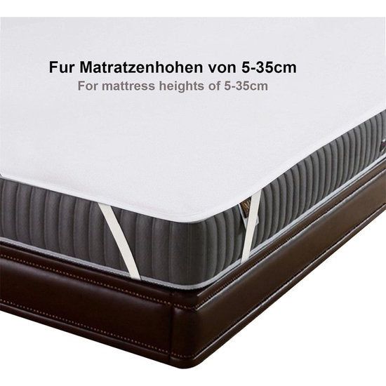 Waterdichte matrasbeschermer, 200 x 200 cm, ademende matrasoplegger, anti-mijt, anti-allergie matrasbescherming Waterdichte matrasbeschermer, 200 x 200 cm, ademende matrasoplegger, anti-mijt, anti-allergie matrasbescherming
