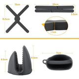 4 x siliconen pannenonderzetters, hittebestendige pannenonderzetters, opvouwbaar met ovenhandschoenen, pannenlap, hittebescherming, hete pannenlap, onderzetter voor potten, hete pannen schalen, zwart