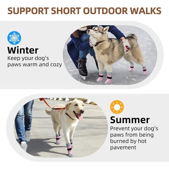 2 paar dubbelzijdige antislip hondensokken met verstelbare bandjes voor gebruik binnenshuis - hondenschoenen pootbeschermer zomer huisdier pootbescherming tractiecontrole sokken op hardhouten vloer