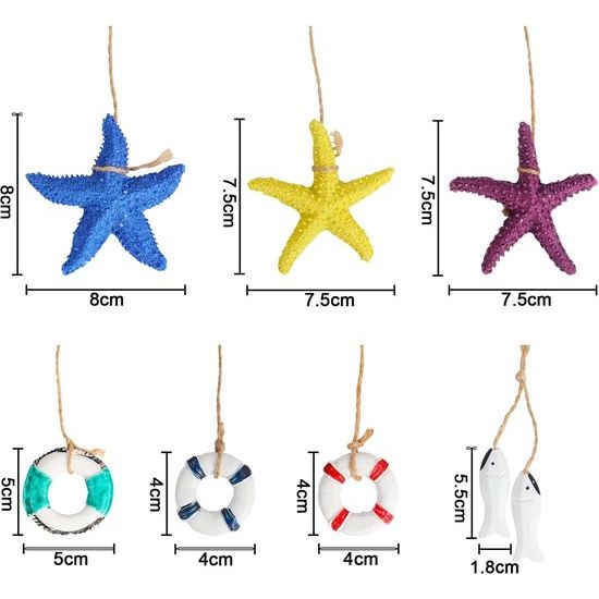 15 stuks maritieme decoratie wanddecoratie slaapkamer, vuurtoren anker zeilschip reddingsringen zeester vissen decoratie hanger etc. coole zomer raamdecoratie hangdecoratie woonkamer decoratie