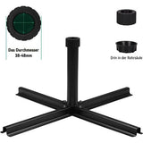 Plaatstandaard voor parasolstokken tot 38-48 mm, geschikt voor wegplaten/parasolstandaard (levering zonder platen), zwart