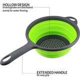 Set van 2 opvouwbare siliconen filtermanden met handvat, opvouwbare vergietzeef, siliconen opvouwbare vergiet pastazeefset, keukenzeef waskom voor pasta, fruit, groenten (groen)