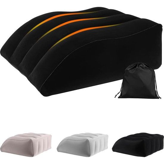 Venussen, opblaasbaar beenkussen, aderkussen voor de benen, comfortabel en draagbaar, bevordert de bloedsomloop, vermindert zwellingen, beenkussen, hoge positie (zwart)