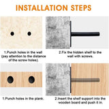 Set van 6 zwevende plankbeugels, onzichtbare plankbeugels, zwevende plankbeugels, robuuste plankbeugels, 125 x 70 mm, plankbeugels, verborgen met 12 schroeven en expansiepijpen voor