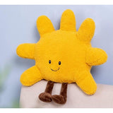 Smiley Pluche zonnekussen, bloemvormig kussen, bloemvormig stoelkussen, vloerkussen, cartoon-weerspeelgoed, zon, pluche pop, kinderkamer, thuis, bank, decoratie, 31 cm