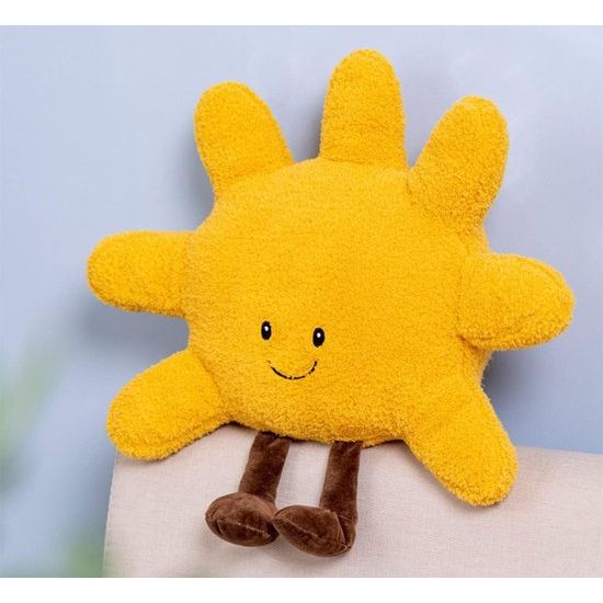 Smiley Pluche zonnekussen, bloemvormig kussen, bloemvormig stoelkussen, vloerkussen, cartoon-weerspeelgoed, zon, pluche pop, kinderkamer, thuis, bank, decoratie, 31 cm