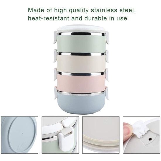 4 draagbare roestvrijstalen thermische lunchbox, bentobox, voedselcontainer voor studenten, kantoormedewerkers (vier lagen 2800 ml)