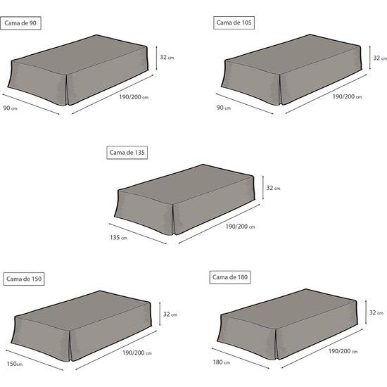 Stofsamenstelling canvas 70% katoen - 30% polyester 190 en 200 cm - rokhoogte 32 cm