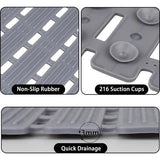 Antislipbadmat 90 x 40 cm: machinewasbare douchemat met zuignappen Opvouwbare veiligheidsbadmat van TPE - antislipmat voor badkuip met snelle afvoer (donkergrijs)