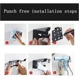 föhnhouder, föhnhouder zonder boren, haardrogerhouder, matte afwerking, wandbevestiging voor hotel, badkamer, woonkamer, barbershop