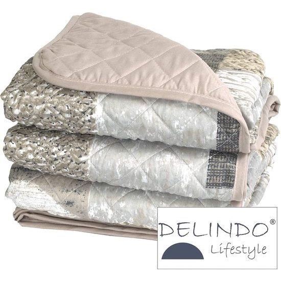 Sprei, bedsprei, harten voor eenpersoonsbed, patchwork, bruin, 140 x 210 cm