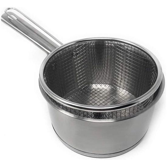 Braadpan met frituurmand - steelpan - steelpan - boterpan - braadpan - geschikt voor inductie - RVS - Ø 16 cm