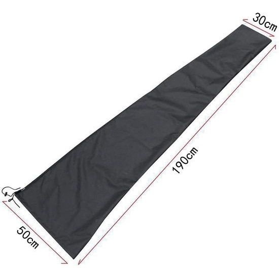 Parasolhoes, waterdichte grote parasolhoes, beschermhoes voor parasol met ritssluiting en verstelbaar trekkoord, lichtbestendige hoes van Oxford-weefsel (190 x 30 x 50 cm)