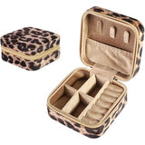 Sieradendoos, kleine reissieradenorganizer, opbergkoffer voor halsketting, oorbellen, armbanden, ringen, fluweel, luipaard, sieraden, geschenkbox voor meisjes en vrouwen (luipaard)