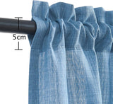 Vitrage bistrogordijn linnenlook raamgordijn gordijn gaas sjaals vitrage halftransparant raamgordijn keuken woonkamer landhuis set van 2 63 B x 60 H (cm) blauw