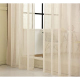 Set van 2 gordijnen transparant met pluisjes