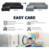 Bankhoes Hoekbank L-vorm Bankspreien Stretch bankhoes L-vorm rechts of links met twee kussenhoezen Wasbaar Universele bankhoes L-vorm Bankhoes L-vorm (2-zits + 2-zits, lichtgrijs)