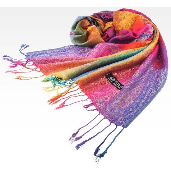Marokko Damessjaal Regenboogkleuren Pashmina Viscose/Polyester XXL 180 x 60 cm Meerkleurig